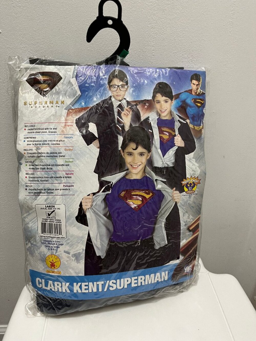 Clark Kent Superman Halloween Kids Children Boys Costume Large For 8-10 Years